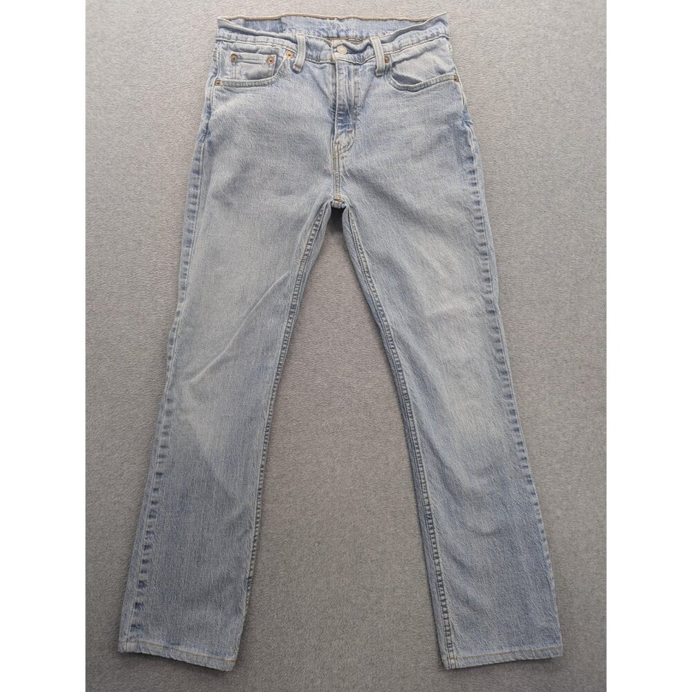 Levis Jeans Mens 29x30 Blue Light Wash Straight Leg Stretch Denim Zip Fly Casual